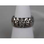 9ct white gold ring - Approx 5g - Size: L