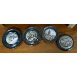 4 framed Prattware lids