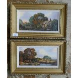 Pair of oils on board rural scenes by Vincent Selby - Approx image sizes: 29cm x 14cm