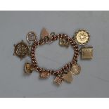 9ct gold charm bracelet - Approx weight 40g
