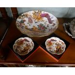 Large Crown Derby comport together with 2 Crown Derby dishes