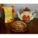 Collection of ceramics to include antique peg leg teapot