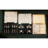 Collection of cased flatware