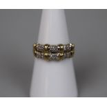 Gold double band diamond set ring - Size M«