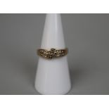 9ct gold channel diamond set ring - Size M ½