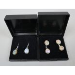 2 pairs of Ethiopian wello crystal opal earrings