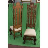 Fine pair of well carved tall Russian chairs - Approx height: 172cm