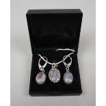 Australian Lightning Ridge opal necklace & earring set on silver