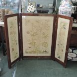 Embroidered folding fire screen