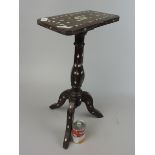 Antique tripod table inlaid with mother-of-pearl