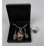 Australian Koroit opal necklace with earrings & ring on silver
