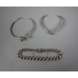 Heavy silver bracelet together with 2 silver bangles