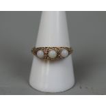 9ct gold opal & diamond set ring - Size R