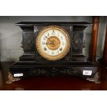 Large Ansonia mantle clock enamelled face, bezel glass and pie crust dial