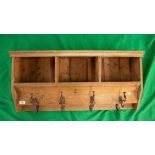 Antique pine wall hanging pigeon hole coat rack