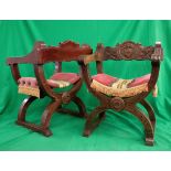 Pair of X-framed chairs