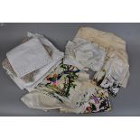 3 Oriental silks together with vintage lace and christening gowns