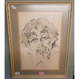 Pencil sketch of a clown - Approx image size: 32cm x 47cm