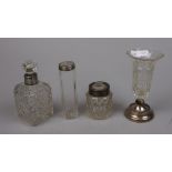 Collection of hallmarked silver & glass items