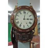 Victorian drop dial wall clock with key in good working condition