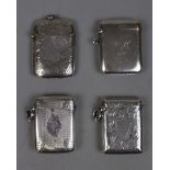 4 hallmarked silver Vesta cases - Approx weight: 90g