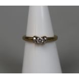 9ct gold diamond solitaire ring - Size K