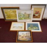 Collection of pictures mostly watercolours by local artists