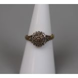 9ct gold diamond cluster ring - Size K