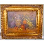 Oil - Still life of fruit signed Anthony J Avery - Approx image size: 39cm x 29cm