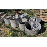 Collection of galvanised mop buckets