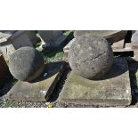 Pair of stone orb finials