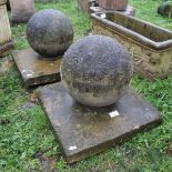Pair of stone orb finials