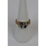 9ct gold amathyst, topaz and diamond set ring - Size N