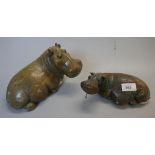 2 soapstone hippos