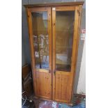 Pine glazed cabinet - Approx size W: 89cm D: 35cm H: 192cm