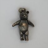 Silver articulated teddy bear pendent