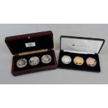 Boxed trio of œ5 crown size proof like coins from Tristan L/E 2020 together with a boxed set of 3