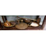 Collection of metalware to include a washing dolly, bellows etc