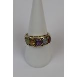 9ct gold mixed stone ring - Size P