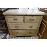 Antique pine chest of 2 over 3 drawers - Approx size W: 90cm D: 43cm H: 81cm