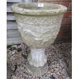 Stone planter on plinth - Approx height: 56cm