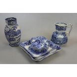 5 pieces of vintage blue and white china Spode, Pratts and Booths etc