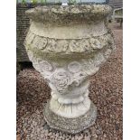 Antique stone pedestal planter - Approx height: 63cm