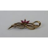 9ct gold stone set brooch