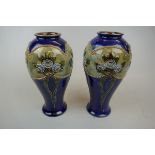 Pair of Royal Doulton vases initialled GP - Approx height: 19cm