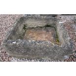 Antique stone trough - Approx size W: 55cm D: 50cm H: 30cm