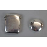 Hallmarked silver Vesta case together with a silver trinket box