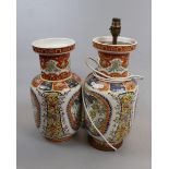 Pair of Oriental vases - both converted to a lamps one with fittings