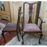 Set of 3 dining chairs and 2 carvers