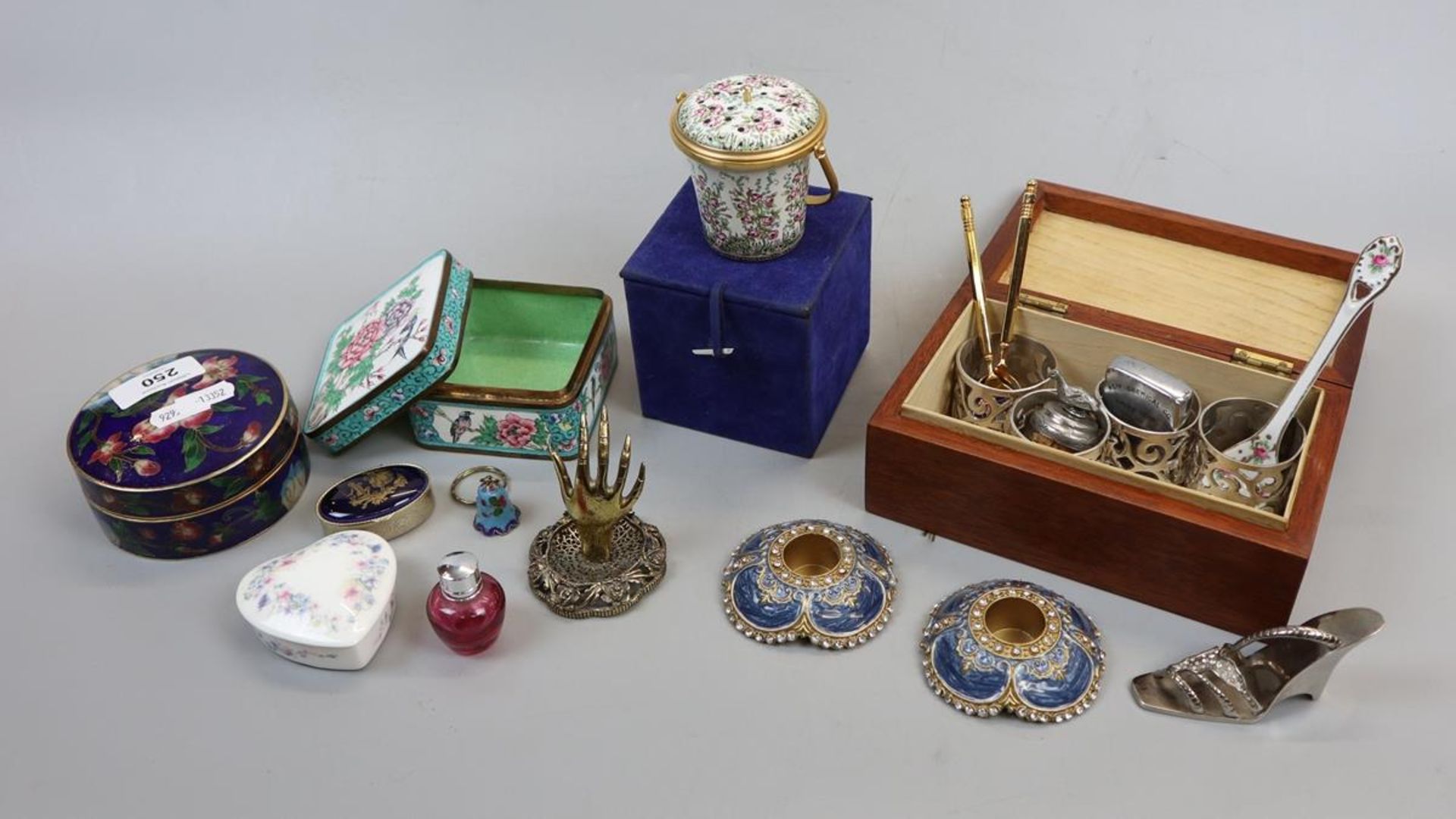 Collectables to include enamel key rings, candle holders, napkin rings etc